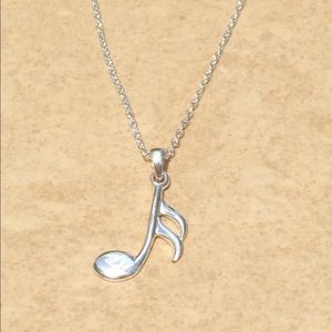 Sterling Silver 925 Music Note Pendant 18 Inches